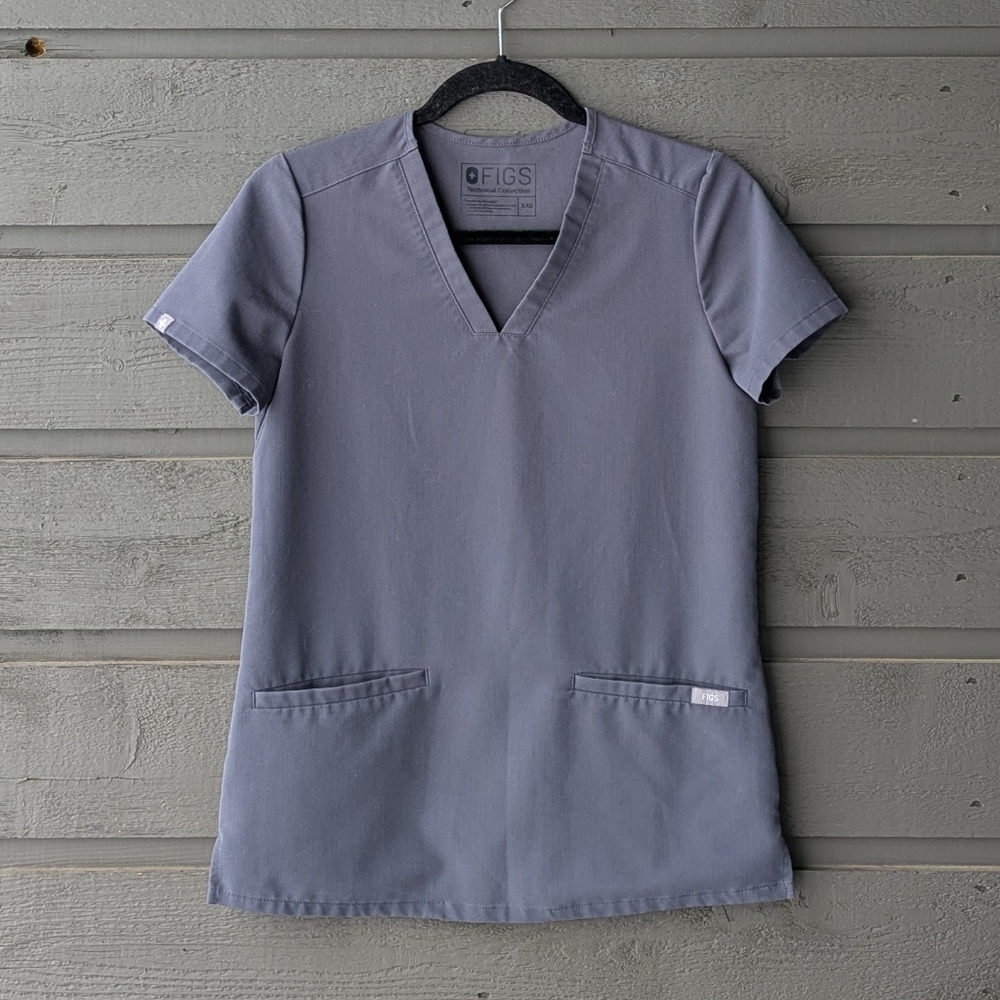 FIGS Casma Three-Pocket Scrub Top Dark Gray Size XXS Nursing